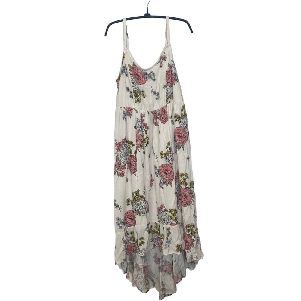 Torrid Sleeveless Ivory Floral Gauze Flowy High Low Summer Dress EUC Sz 1X